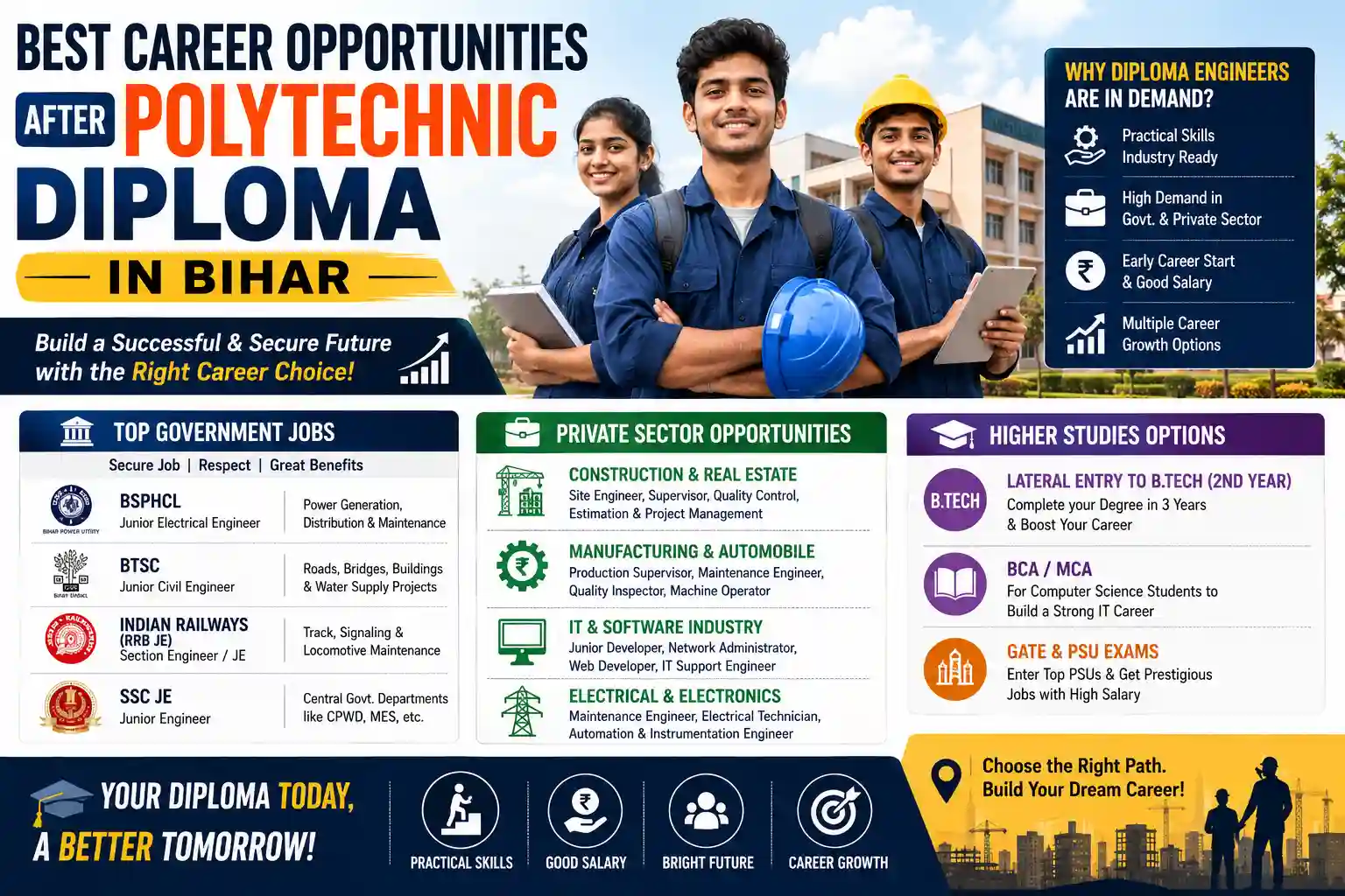 Best Career Opportunities After Polytechnic Diploma in Bihar