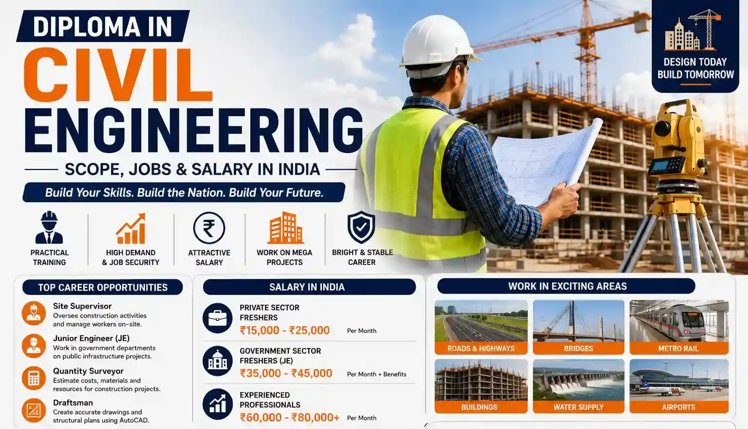 diploma in civil engineering scope jobs salary india